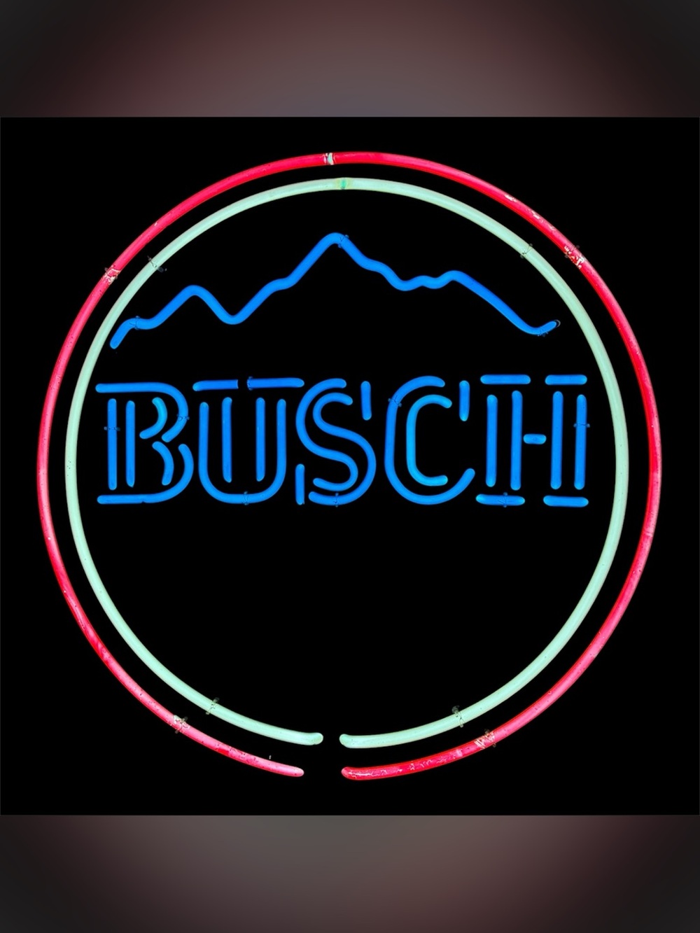 Retro Busch Beer Neon Glass Dive Bar Man Cave Light Up Sign